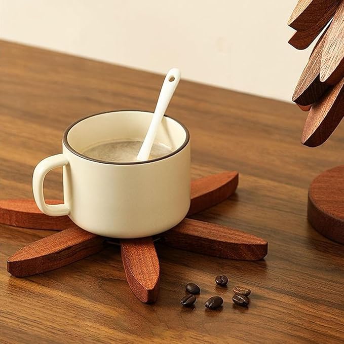 Natural Wood Tree Trivet Set, 𝐍atural Tree Trivet Set - 4 Wooden Trivets,4 Wooden 𝐓rivets & 1 Stand Like a Christmas Trees,for Hot Dish,Pot,Bowl,Teapot,Hot Pot Sets (2Color 3 Trivets,2set)