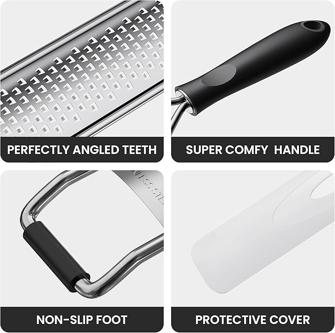 Zester Grater With Handle Cheese Grater for Lemon Zester Kitchen,Black