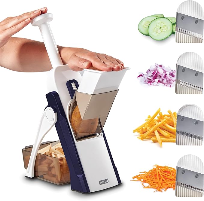 DASH Safe Slice Mandoline for Vegetables, Meal Prep & More with 30+ Presets & Thickness Adjuster, Midnight Navy