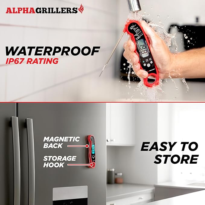 Alpha Grillers Meat Thermometer Digital - Instant Read Food Thermometer for Cooking and Grilling Stocking Stuffers for Men Christmas Gifts for Men