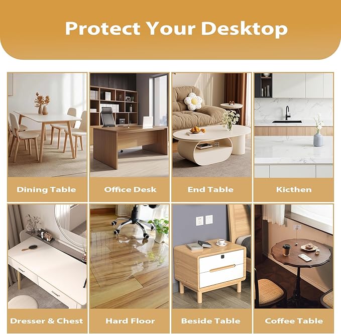 Clear Table Protector 40 x 60 Inch, 1.4mm Thick Waterproof PVC Plastic Table Cover, Durable Table Pad for Dining Room, Kitchen, Writing Desk, and Coffee Tables