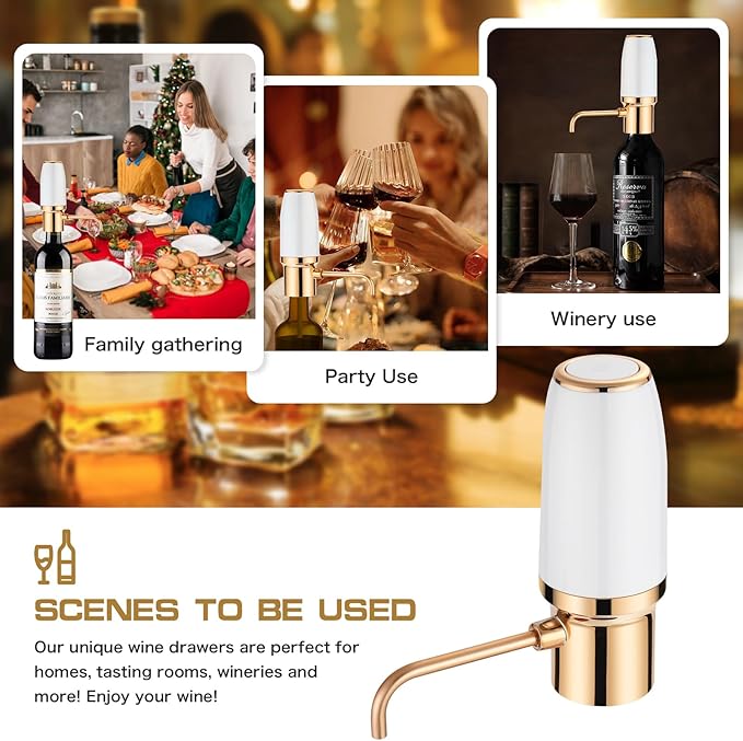 Electric Wine Aerator Pourer with Stopper, Automatic Wine Bottle Dispenser Machine with USB Rechargeable and Multi-Smart Wine Decanter, Best Wine Gifts for Wine Lovers