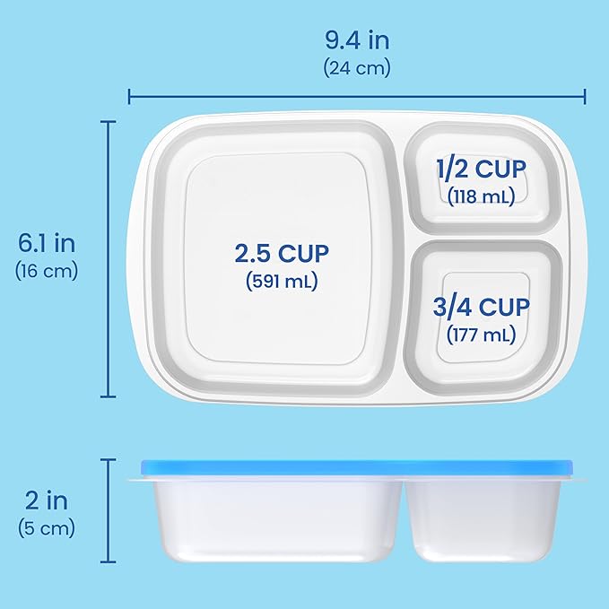 Bentgo Easyboxes - Original Stackable Lunch Boxes - Reusable 3-Compartment Food Containers for Kids and Adults - Bento Lunch Box for Meal Prep, School, & Work - BPA Free, Set of 4 (Classic)