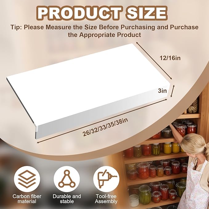 5 Pcs Wire Rack Covers Carbon Fiber Material 38x16x3 inch Pantry Shelf Cover 0.31 inch Thick Removable Closet Wire Rack Shelf Covers,Decoration Kitchen Bathroom Office Shelving (White, 38x16x3 inch)