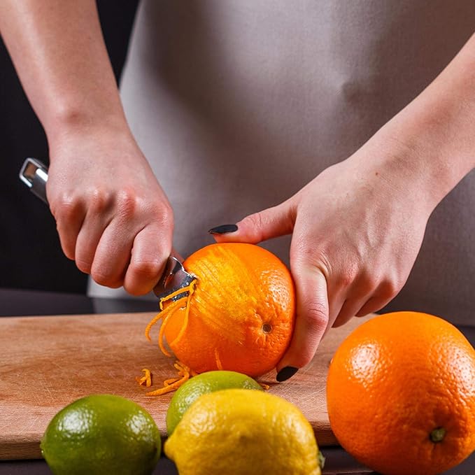 Mudder 4 Pieces Lemon Zester Grater, Stainless Steel Orange Peeler for Cocktails, Lemon Twist Peeler with Channel Knife, Ring Orange Opener, Knife Tool Kitchen Accessories for Kitchen Gadgets