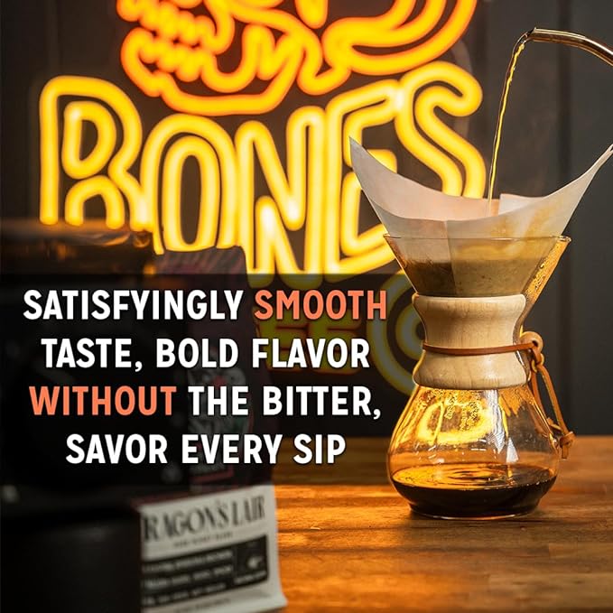 Bones Coffee Company Electric Unicorn, Fruity Cereal With Milk Flavored Coffee, Medium Roast Low Acid Arabica Beans Compatible with Auto drip and French Press Coffee Maker, 12 Oz Ground