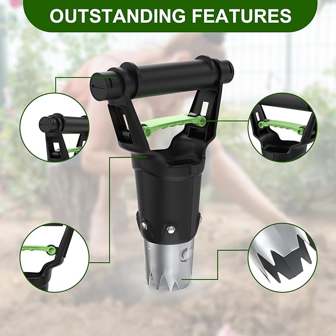 Gardtech Sturdy Bulb Planter, 5 inches Depth Hand Bulb Planting Tool, Heavt Duty Stainless Steel Garden Soil Release Tool & Transplanter for Plants Seeds and Digging Tulips