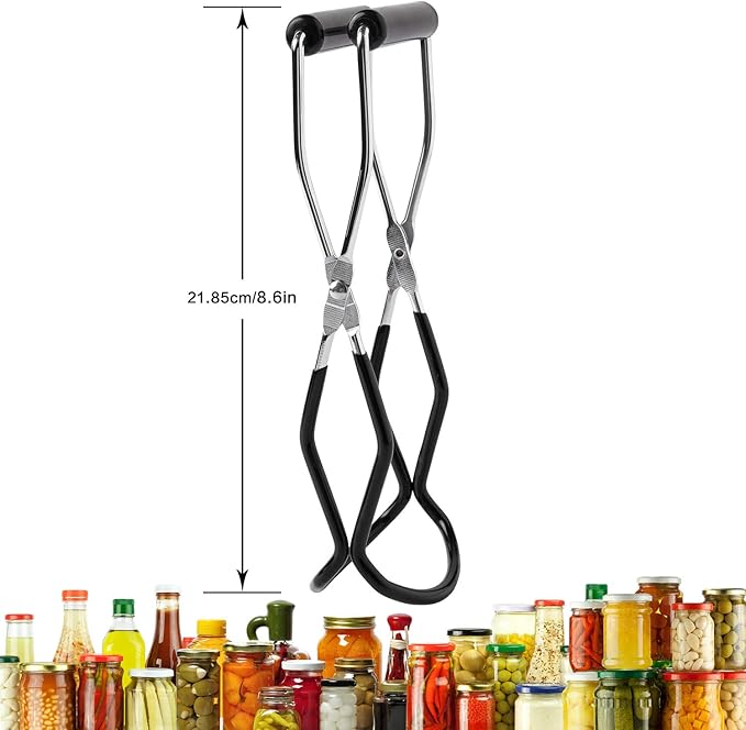 Eeoyu Canning Jar Lifter Tongs Stainless Steel Jar Lifter with Grip Handle for Home Kitchen (Black)