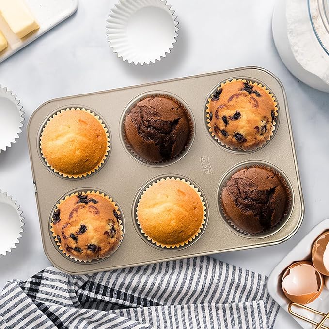 Glad Nonstick Jumbo Muffin Pan | Heavy Duty Metal | For Cupcakes | 6-Cup, Pack of 6