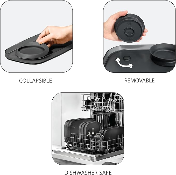 madesmart dipware Small Serving Plate, Collapsible & Removable Dip Bowl for Salsa, Queso, Sald, Olives, Premium Dishwasher & Microwave Safe, Multipurpose Plate & Bowl, Midnight