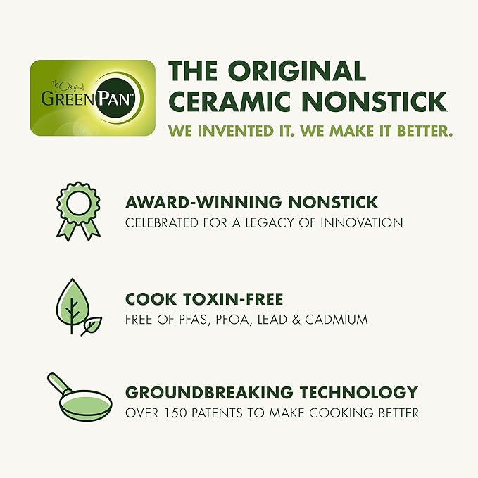 GreenPan Nova 8” Frying Pan Skillet, Induction Suitable Diamond Infused PFOA and PFAS-Free Nontoxic Ceramic Nonstick, Dishwasher and Oven Safe Fry Pan, Quick Even Heating, Cream White
