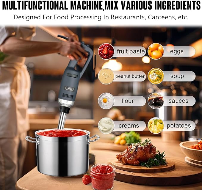 VONCI 750W Commercial Immersion Blender, Extra Heavy Duty Hand Blender with Variable Speed 8000-19000RPM, Handheld Stick Mixer with 20" SUS 304 Shaft, Commercial Emulsifier for Restaurant Kitchen.