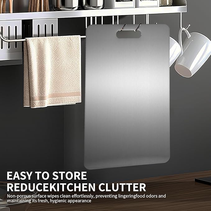 Katuchef Titanium Cutting Board 2025 New Upgrade Pure Titanium Cutting Boards for Kitchen Double Sided Cutting Boards Non Toxic,Hygiene Durable Chopping Board Suitable for Dishwasher Safe(15.35*11.02)