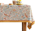 patdrea Designer French Tablecloth for Rectangle Table,Floral Birds Pattern Linen Long Table Cloth,Yellow Decorative Cover for Kitchen Dining Banquet,Christmas,Thanksgiving,63"x94"-Magnolia