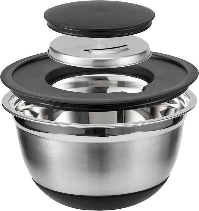 COOK WITH COLOR Stainless Steel Mixing Bowls Set with Lids - Nesting Bowls with Non-Slip Bottom, Silver, 14 Pieces