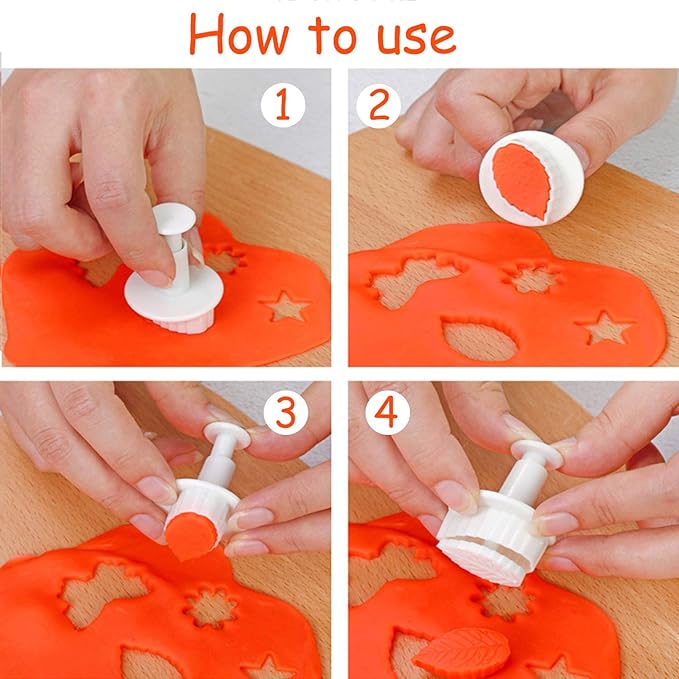 M MOACC Cake Tools 36 Piece Fondant Cake Cookie Plunger Sugarcraft Flower Leaf Butterfly Heart Shape Decorating Mold DIY Icing Plunger Tools
