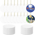 Sublimation Ceramic Ornaments - Bulk Ceramic Discs for Heat Press Printing - White Round Porcelain Personalized Xmas Tree Keepsake Crafts Gift - 48pc