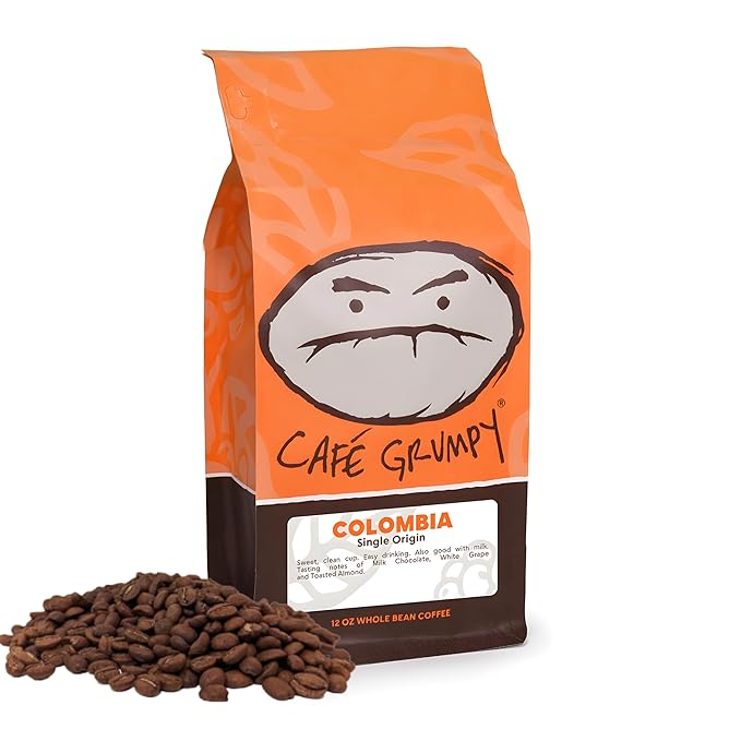 Café Grumpy Coffee - Colombia Whole Beans Arabica, 12oz Bag, Single Origin, Medium Roast, Drip, French Press, Pour Over, Cold Brew (Whole Beans)