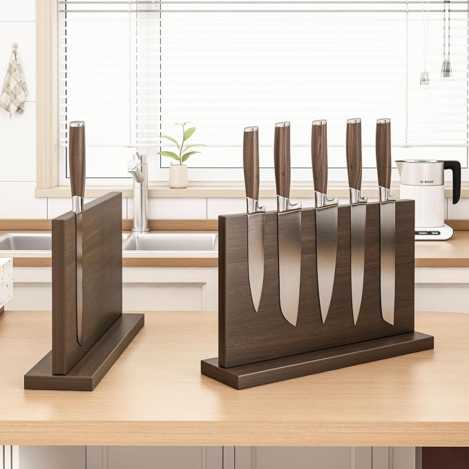 Extra Large Magnetic Knife Holder, Double-Sided Magnetic Knife Block Universal Multi-function Display Rack for Kitchen Counter (Dark Gray)