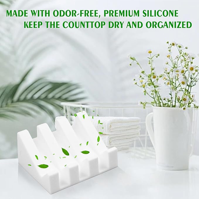 Self Draining Soap Dish,Silicone Suction Cup Soap Holder, Bathroom Soap Dish for Bar Soap,Can Extend Soap Life,Bathroom, Bath Tub, Kitchen Sink (1, White)