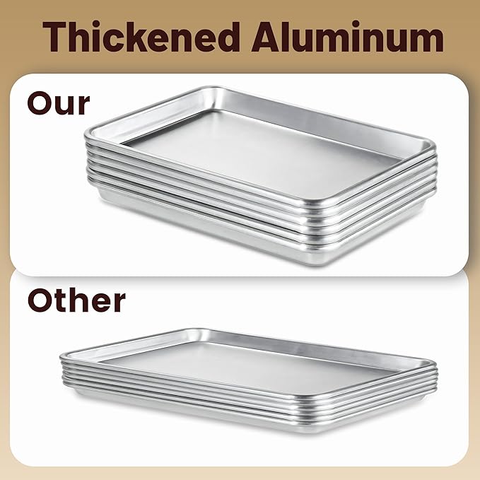 12 Pack Full Size Baking Sheet Pan Aluminum Commercial Pan for Oven Freezer Bakery Hotel Restaurant 26" × 18"