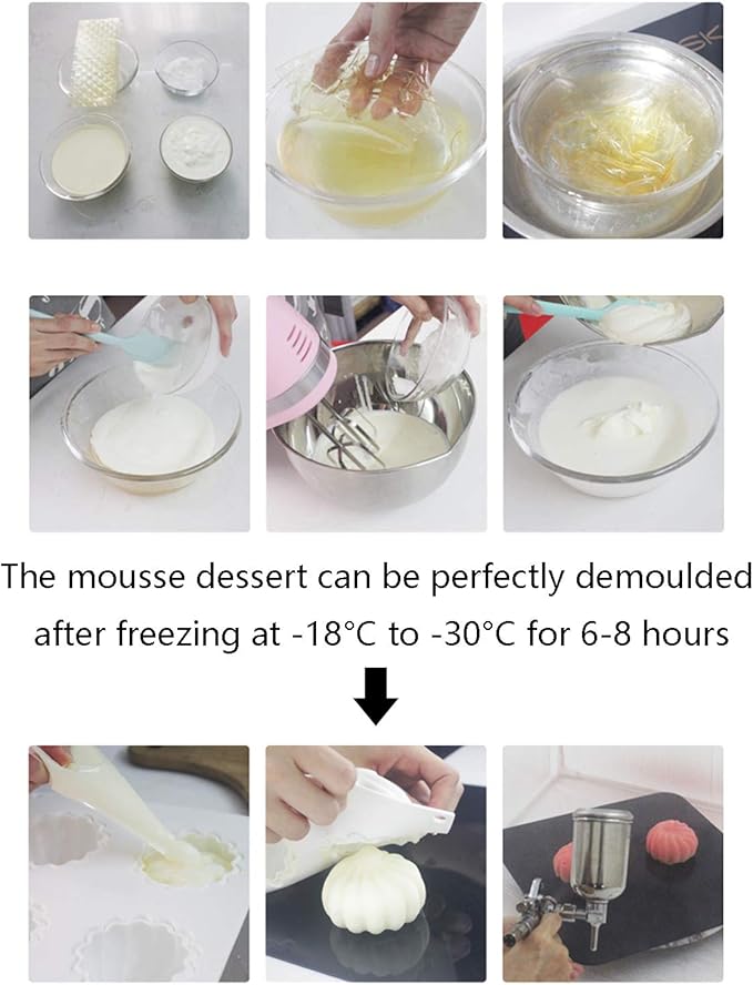 OCPO KITCHEN Eclair Silicone Mold for Baking Mousse Cake, French Dessert, Pastry, Chocolate, Ice Cream, Cake Decoration Mold, 3D Long Strip Flower Shape (6-Cavity)