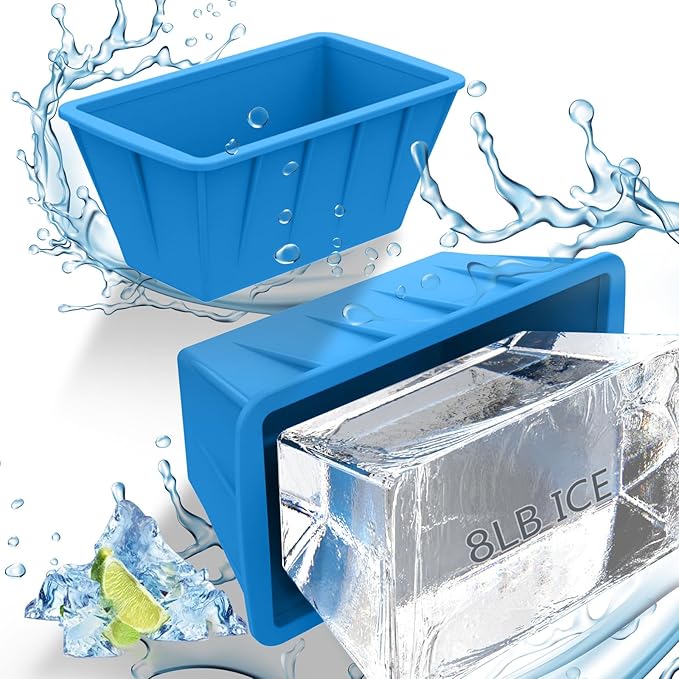 Extra Large Ice Cube Molds 2Pack 16LB Silicone Large Ice Cube Molds for Cold Plunge Tub,Reusable Ice Cube Trays for Freezer,Ice Block Molds for Home Ice Bath,Cold Plunge Accessories,Ice Bath Chiller