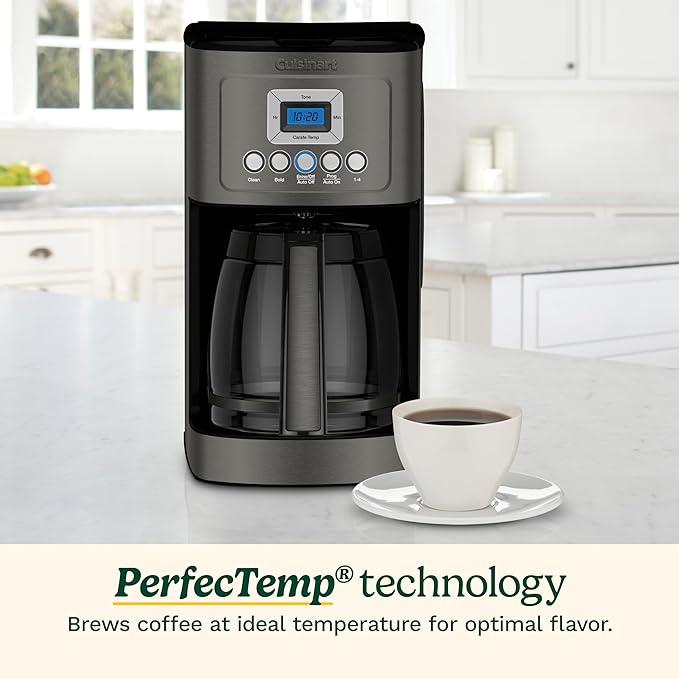 Cuisinart 14-Cup Coffee Maker, Programmable PerfecTemp Glass Carafe Coffee Machine with 1-4 Cup Setting, Brew Strength Control and Brew Pause, Stainless Steel, DCC-3200BKSNAS, Black