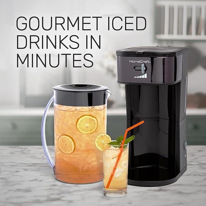 Homecraft 3-Quart Iced Coffee and Tea Maker with Filter Basket, Flavor Enhancer, Adjustable Brew Strength, Black