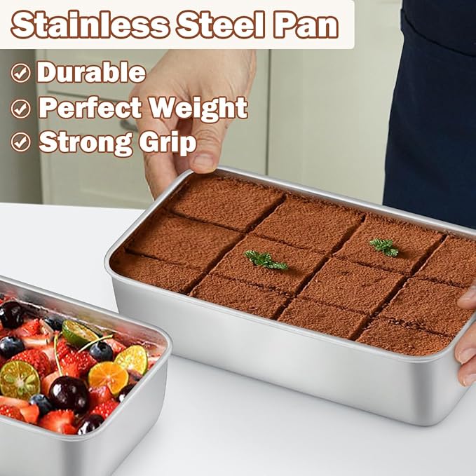 LIANYU 8 Pack 9x5 Inch Loaf Pans for Bread Baking, Stainless Steel Baking Bread Pans, Small Loaf Tins for Homemade Brownies and Pound Cakes, Dishwasher Safe