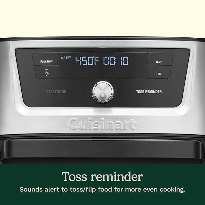 Cuisinart Air Fryer, 9-Quart Basket Stainless Steel Fryer Oven with 6 Presets to Roast, Bake, Broil, Air Fry, Dehydrate and Keep Warm, Dishwasher-Safe Parts, Quick & Easy Meals, AIRX-221, Black