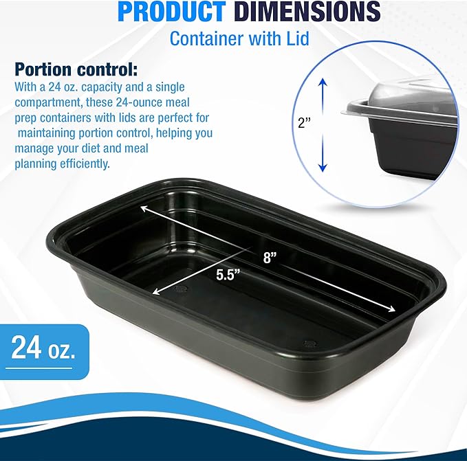 Ruthy's Outlet Meal Prep Containers W/Lids -Square Food Storage – BPA-Free| Stackable | Microwave | Freezer & Dishwasher Safe | Reusable Lunch Bento Box Portion Control & Planning (15 Pack, 12 oz)