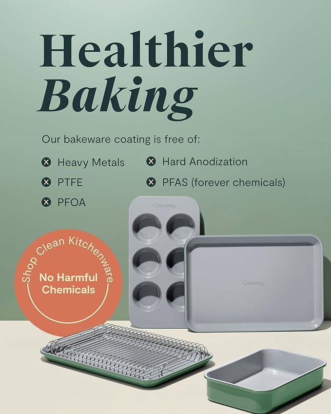 Caraway Nonstick 9” x 6.5” Small Rectangle Baking Pan – Non-Toxic, PTFE & PFOA Free – Aluminized Steel Core – Deep Ceramic Baking Pan for Casseroles, Lasagna & More - Marigold