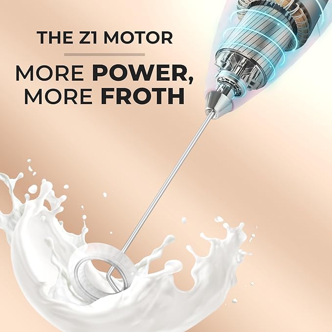 Zulay Powerful Milk Frother (4 Duracell Batteries Included) - Handheld Milk Frother Wand Drink Mixer for Coffee - Powerful Milk Foamer for Cappuccino, Frappe, Matcha & Creamer - Cotton Candy
