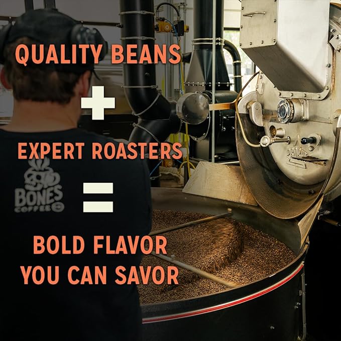Bones Coffee Company Blueberry Blast Cake, Blueberry Pancakes Flavored Coffee, Medium Roast Low Acid Arabica Beans Compatible with Auto drip and French Press Coffee Maker, 12 Oz Whole Bean