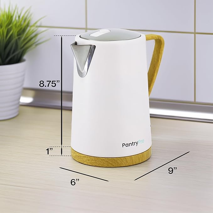 1.7L 1500W Wide Mouth Electric Kettle - Stainless Steel Interior - Rapid-Boil - Auto Shut-Off, Boil-Dry Protection, Cool-Touch, LED Indicator - Black by The Display Guys