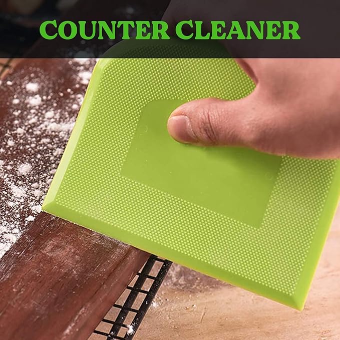 SURDOCA Dough Scraper Bench Scraper - 3P 8.3x5.5" Plastic Flexible Bowl Scraper, Sharp Edge & Angles Cake Scraper. Non-Slip Bakeware Decorating Tools Sculpting & Modeling Tools - Yellow+Pink+Yellow