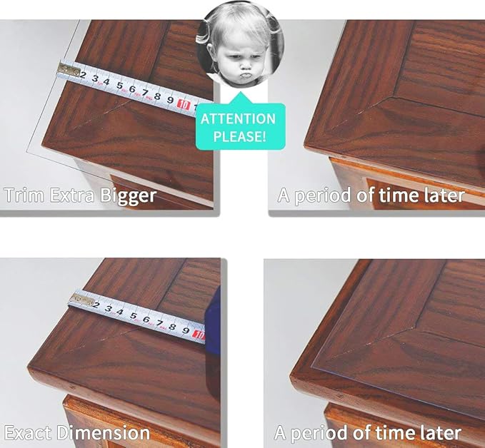 NECAUX Custom 24 x 44 Inch Clear Table Cover Protector, 1.5mm Thick Plastic Scratch Resistent Heavy Duty Desk Pad Mat Non-Slip Tablecloth Protector for Coffee Table, Sofa Table, Media Stand