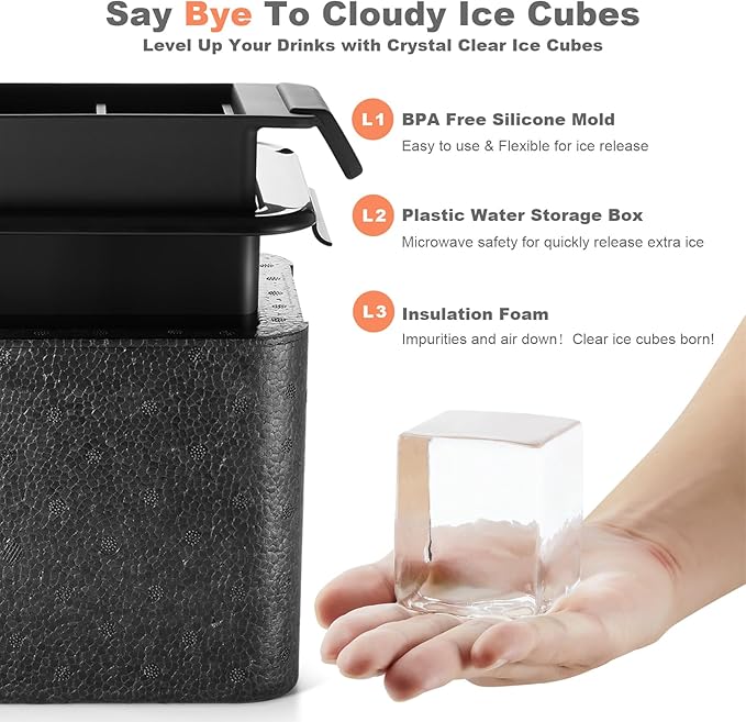 Clear Square Ice Cube Maker Mold for Whiskey Bourbon, Golf Gifts for Men, Golf Accessories Stocking Stuffers for Men, 4 Golf Theme Ice Stamp Included