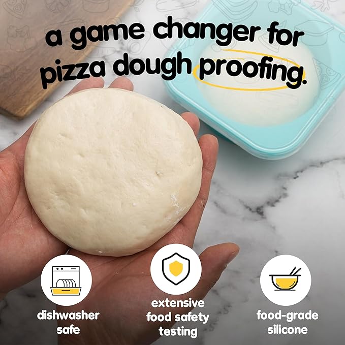 Stackable Silicone Artisan Pizza Dough Proofing Containers with Lids pizza making accessories (1 Yellow+1 Green+1Blue+1 Gray+1 Space Gray)