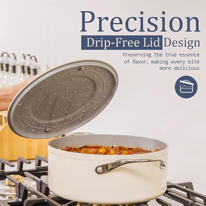 Nonstick Ceramic Sauté Pan w/Lid (4.5 qt, 11") Deep Frying Pan for All Cooktops Non Toxic Skillet PTFE/PFOA/PFAS Free, Even Heat Distribution Stainless Steel Stay-Cool Handle, Navy Blue