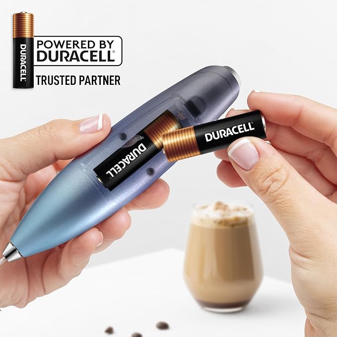 Zulay Kitchen Patented Tornado Triple Whisk Milk Frother with 4 Duracell Batteries – Handheld Foam Maker for Coffee, Lattes, Matcha & Hot Chocolate – Rich, Creamy Froth in Seconds