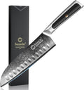 Sunnecko Santoku Knife 7 inch, Damascus Chef Knife VG-10 Steel Blade Japanese Knife, Sharp Kitchen Knife with Solid Handle Chopping Knife Perfect for Professional Home Use Cutting Knife
