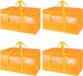 BALEINE 4-Pack Oversized Moving Bags with Reinforced Handles, Heavy-Duty Storage Tote for Clothes, Moving Supplies (Light Yellow, 4-Pack)