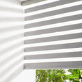 Persilux Cordless Zebra Blinds for Windows (47" W X 47" H, Grey) Free-Stop Roller Windows Shades Dual Layer Light Control for Day and Night, Light Filtering Sheer Shades for Home, Easy to Install