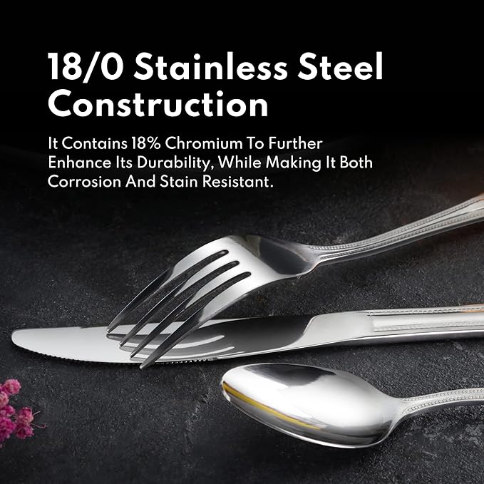 New Star Foodservice Bead Pattern, Stainless Steel, 60-Piece Flatware Set