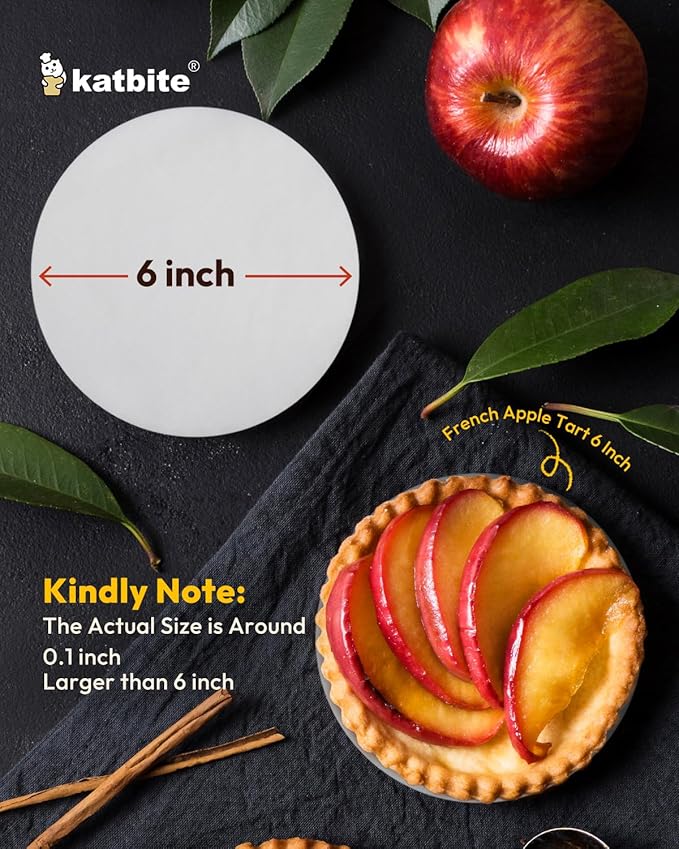 Katbite 6 Inch 200Pcs Parchment Paper Rounds, Round Baking Sheets Paper, Uses for Cake Baking, Patty Separating, Tortilla Wrapping