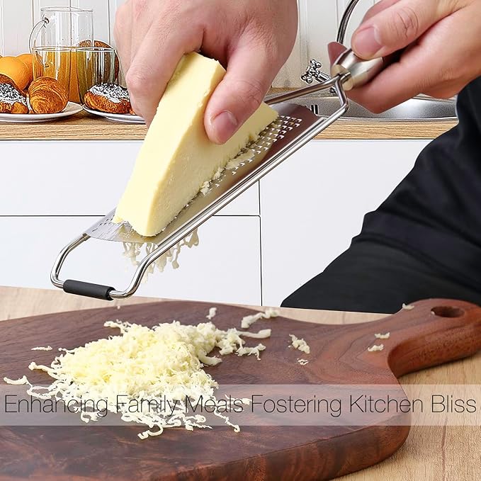 KULUNER Professional-Grade Lemon Zester with Fine Blades, Lightweight Cheese/Vegetable Grater, Solid Wood Handle Design - Rust-Resistant, Durable, Essential Kitchen Tool （A2）