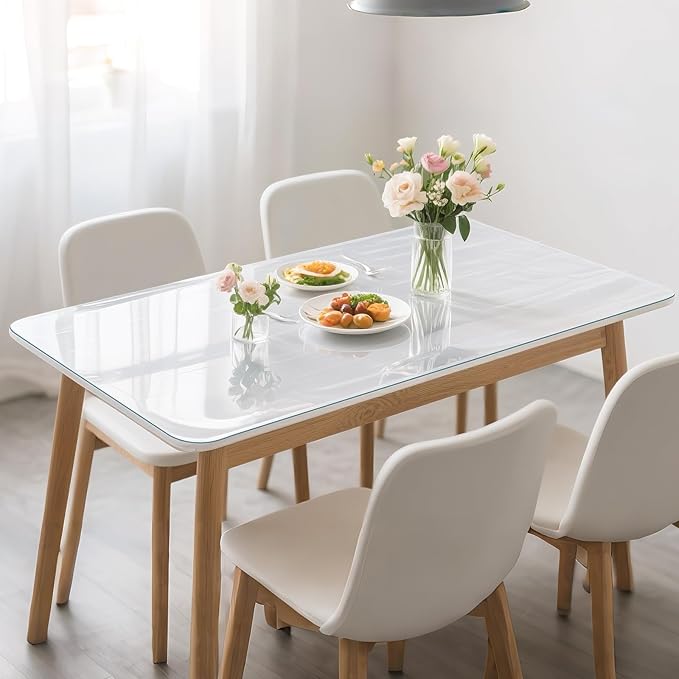 Clear Table Protector 42 x 78 Inch, 1.9mm Thick Waterproof PVC Plastic Table Cover, Durable Table Pad for Dining Room, Kitchen, Writing Desk, and Coffee Tables