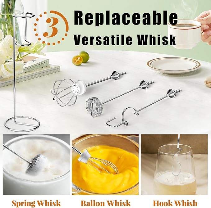 Nahida Rechargeable Milk Frother Wand for Coffee Include Stand - Red